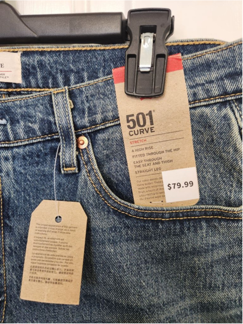 Levi's Blue 501 Curve Straight Leg Jeans with Studs Size 32X30 - Picture 4 of 10